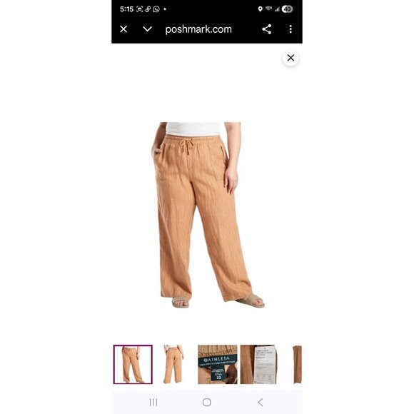 Athleta Cabo Linen Textured Wide Leg Pant, Rain Dance Size 6 - Picture 5 of 8